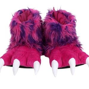 Furry Pink and Purple Monster Claw Slippers size XL